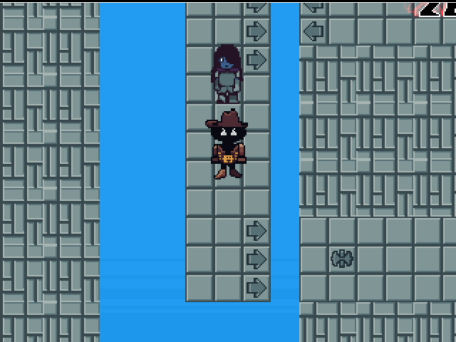 Jump pad demo showing directional pads across a gap