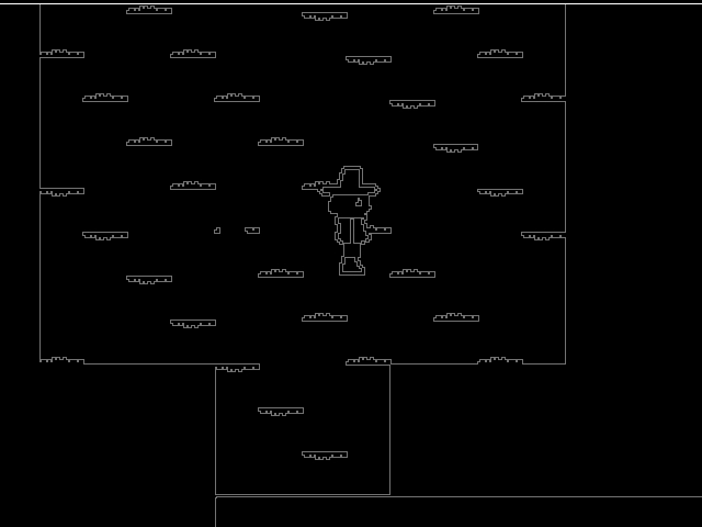 Silhouette shader reducing the scene to white outlines on black